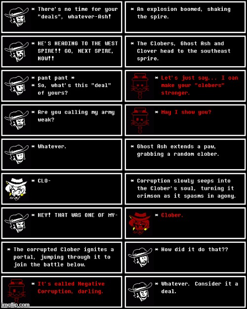 Corrupted and Cloberified. (Chapter 19, Day 3) | image tagged in undertale,clover,clober,chapters,chapter,corruption | made w/ Imgflip meme maker