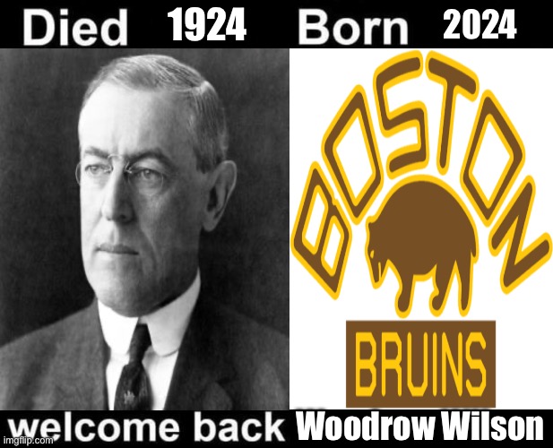 Woodrow Wilson | 1924; 2024; Woodrow Wilson | image tagged in born died welcome back | made w/ Imgflip meme maker