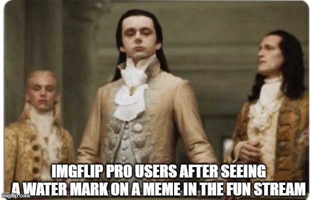 Superior Royalty | IMGFLIP PRO USERS AFTER SEEING A WATER MARK ON A MEME IN THE FUN STREAM | image tagged in superior royalty | made w/ Imgflip meme maker