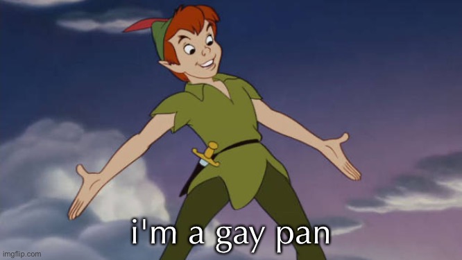 Peter Pan | i'm a gay pan | image tagged in peter pan | made w/ Imgflip meme maker