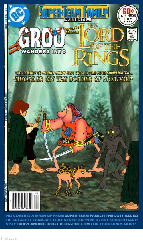 The Hobbits’ mission has just taken a turn for the worse… | image tagged in comics,groo the wanderer,lord of the rings,hobbits,mashup | made w/ Imgflip meme maker
