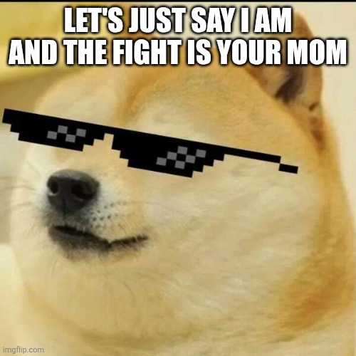 Sunglass Doge | LET'S JUST SAY I AM AND THE FIGHT IS YOUR MOM | image tagged in sunglass doge | made w/ Imgflip meme maker
