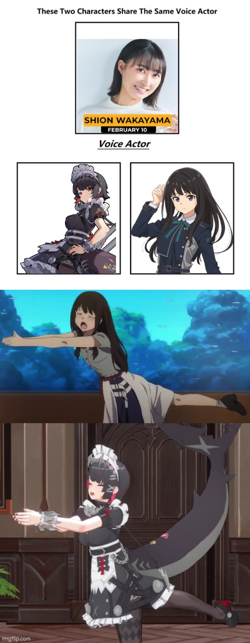 Sakanaaa~ | image tagged in same voice actor,lycoris recoil,zenless zone zero | made w/ Imgflip meme maker