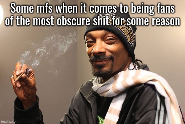 Snoop Dogg | Some mfs when it comes to being fans
of the most obscure shit for some reason | image tagged in snoop dogg | made w/ Imgflip meme maker
