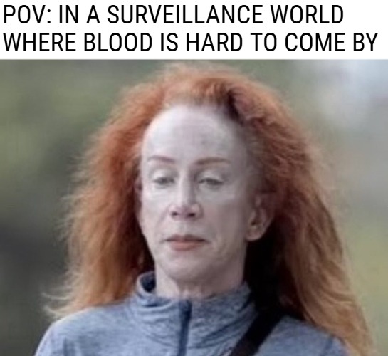 Being a vampire sucks nowadays | POV: IN A SURVEILLANCE WORLD WHERE BLOOD IS HARD TO COME BY | image tagged in funny,celebrities | made w/ Imgflip meme maker