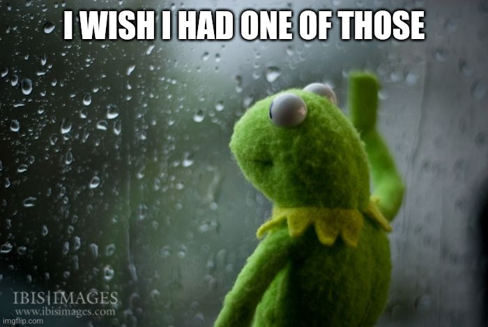 kermit window | I WISH I HAD ONE OF THOSE | image tagged in kermit window | made w/ Imgflip meme maker