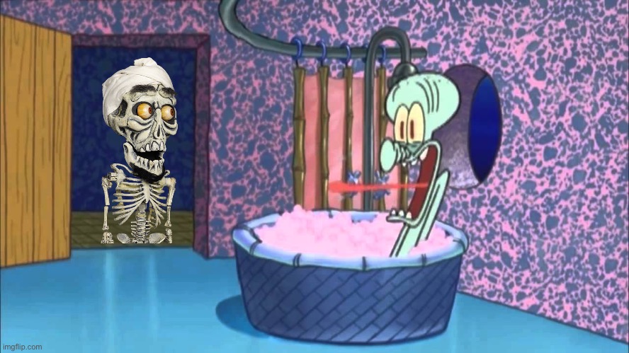Achmed drops by Squidward’s house | image tagged in who dropped by squidward's house | made w/ Imgflip meme maker