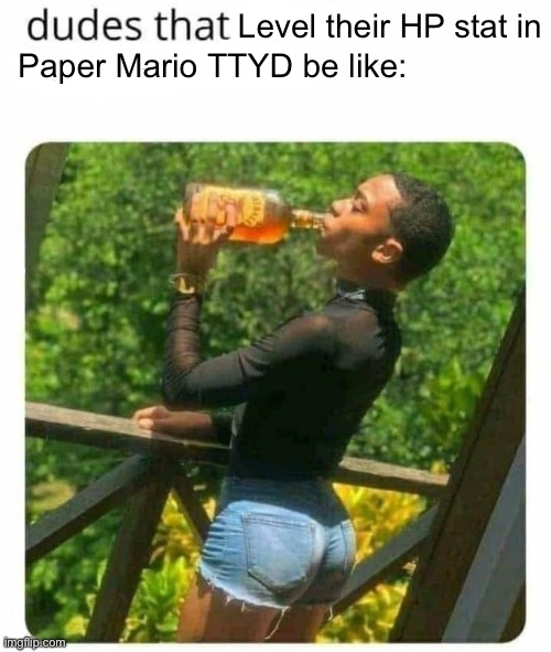Real men do super guard only double pain | Level their HP stat in; Paper Mario TTYD be like: | image tagged in men,soyboy,fireball,funny,gaming,paper mario | made w/ Imgflip meme maker
