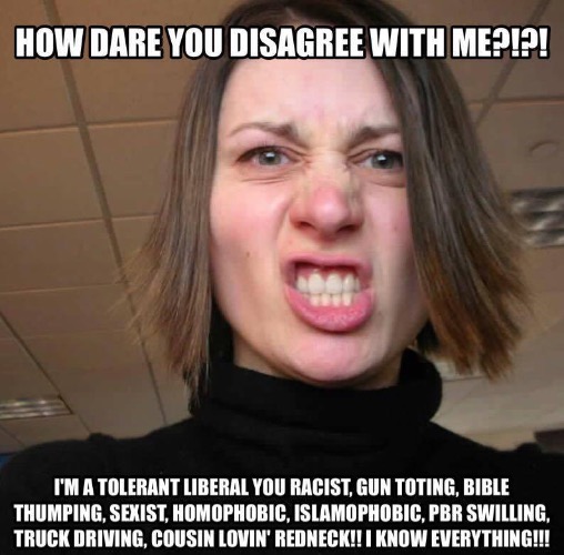 Typical Tolerance They Don't Give | image tagged in liberal logic,liberal hypocrisy,intolerance,sanctimonious narcissists,collectivist nutjobs,practice what you preach for once | made w/ Imgflip meme maker