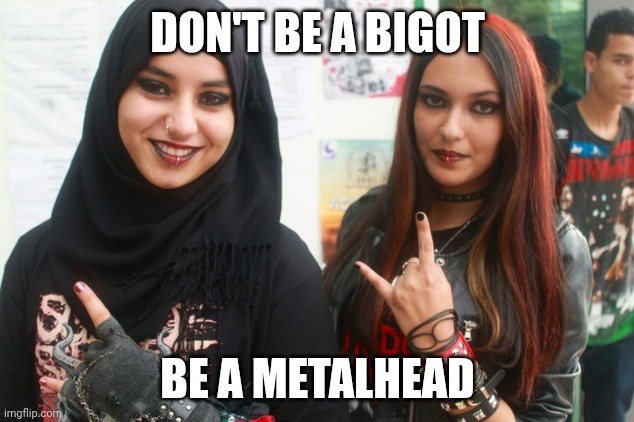 Metalhead over Bigot | DON'T BE A BIGOT; BE A METALHEAD | image tagged in metalheads,metalhead,kindness | made w/ Imgflip meme maker