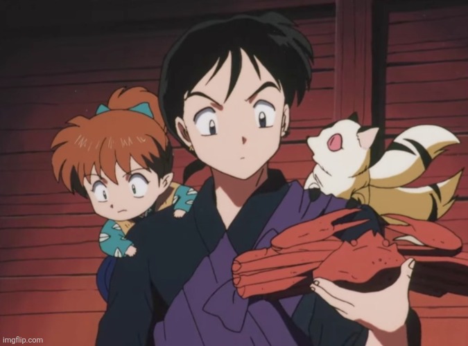 Kirara talking to Miroku | image tagged in kirara talking to miroku | made w/ Imgflip meme maker