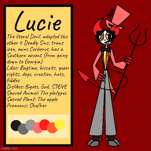 Lucie Redesign! (Also, comment some questions you have for the character! Q&A) | image tagged in design,ocs,the devil | made w/ Imgflip meme maker