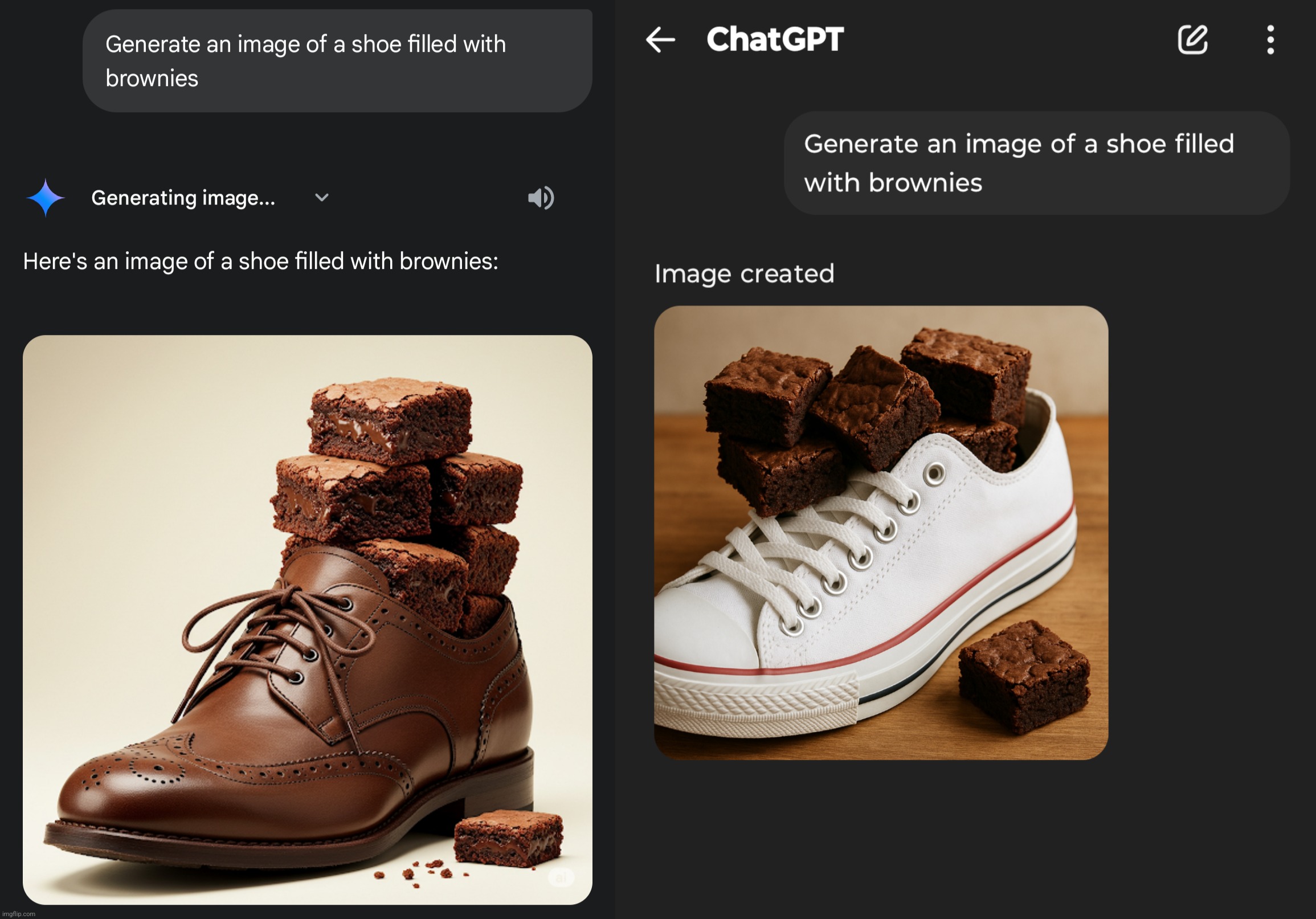 Very important shoe brownie comparison | made w/ Imgflip meme maker