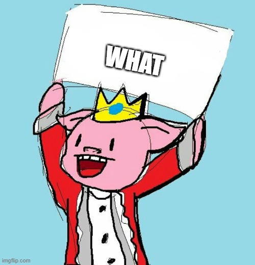 technoblade holding sign | WHAT | image tagged in technoblade holding sign | made w/ Imgflip meme maker