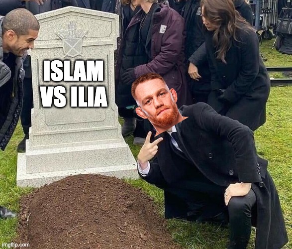UFC 315 | ISLAM VS ILIA | image tagged in peace sign tombstone,jokes,ufc,islam,mma | made w/ Imgflip meme maker