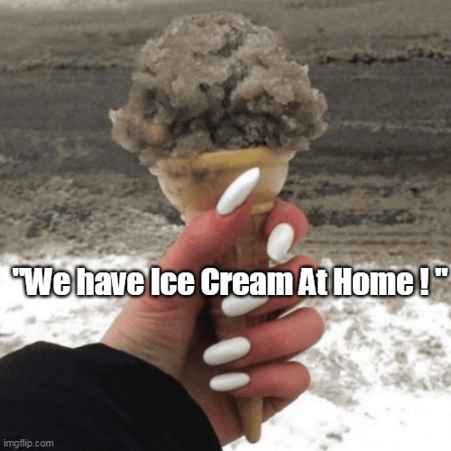 Coal in the Stocking too | "We have Ice Cream At Home ! " | image tagged in ice cream meme | made w/ Imgflip meme maker
