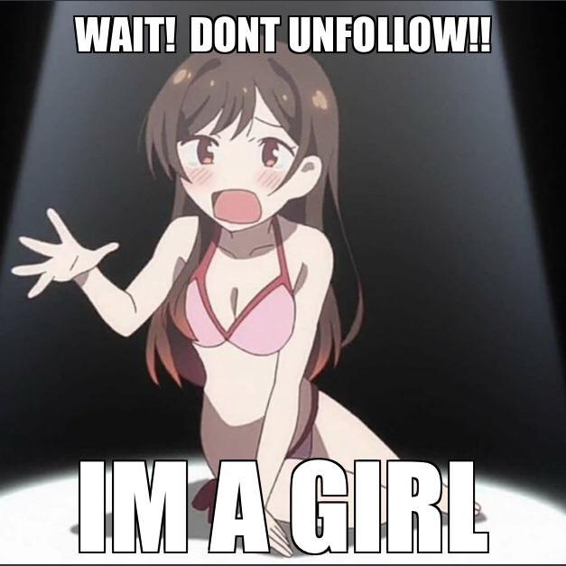 Wait! Don’t unfollow!! I’m a girl! Blank Meme Template