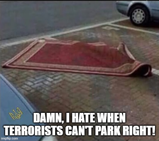 Bad Parking | DAMN, I HATE WHEN TERRORISTS CAN'T PARK RIGHT! | image tagged in dark humor | made w/ Imgflip meme maker