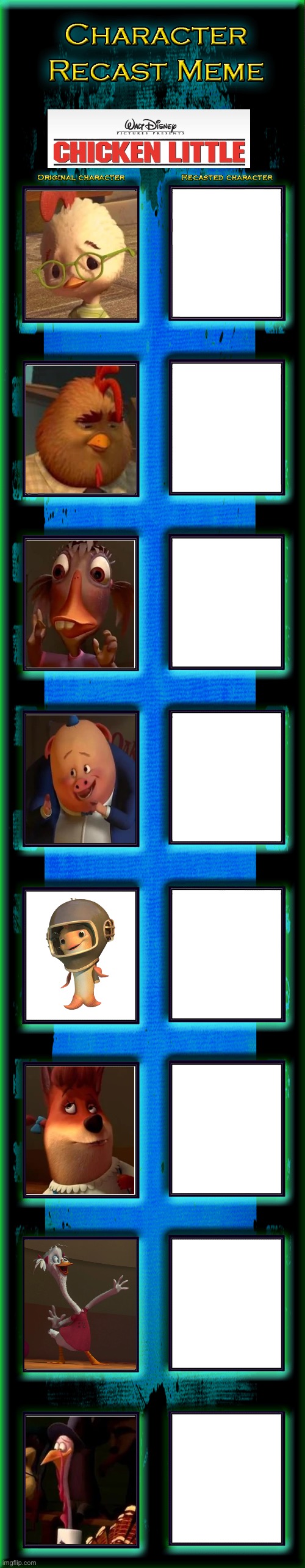 Chicken Little Recast Meme | image tagged in recast meme template | made w/ Imgflip meme maker