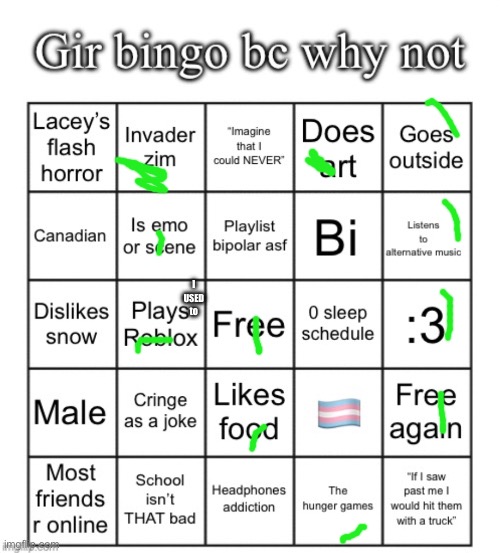 Gir bingo April 2025 | I USED to | image tagged in gir bingo april 2025 | made w/ Imgflip meme maker