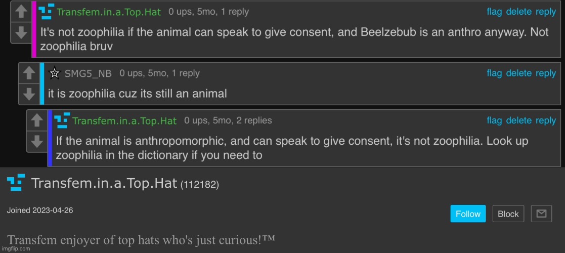 ew a zoophilic hazshit fan follows me | made w/ Imgflip meme maker
