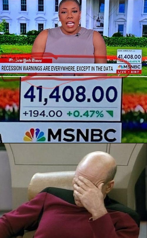 image tagged in liberal media,democrats,american politics,captain picard facepalm,economy | made w/ Imgflip meme maker