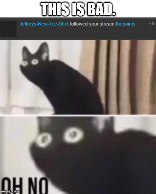 TIME TO GO IN PROTECTION MODE! | THIS IS BAD. | image tagged in oh no cat,thepoints,he protecc | made w/ Imgflip meme maker