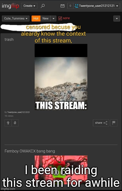 Lame post that no one asked | I been raiding this stream for awhile | made w/ Imgflip meme maker