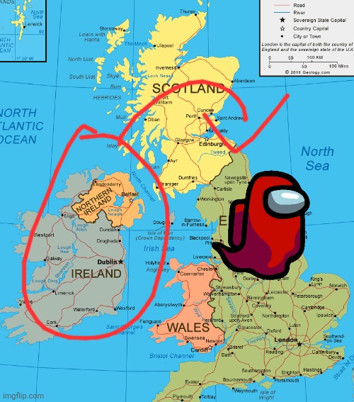 ireland looks like among us ghost | image tagged in uk,among us | made w/ Imgflip meme maker