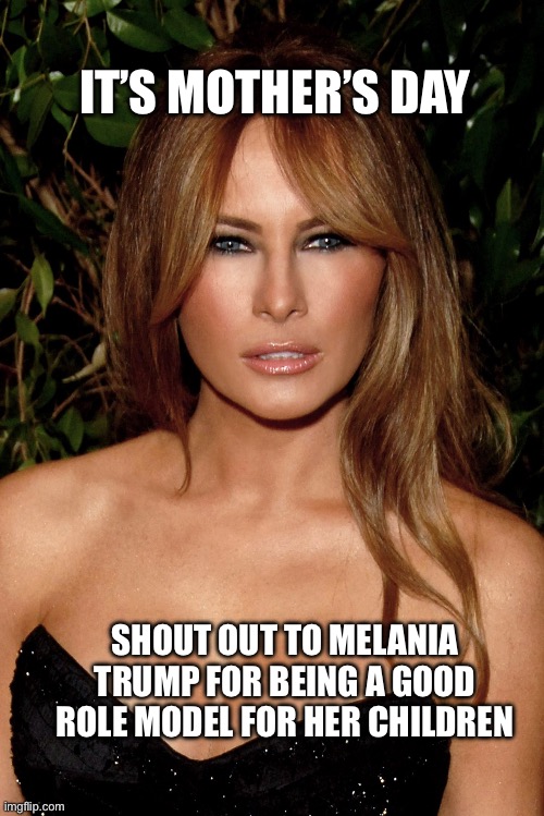 Better mom than Michelle | IT’S MOTHER’S DAY; SHOUT OUT TO MELANIA TRUMP FOR BEING A GOOD ROLE MODEL FOR HER CHILDREN | image tagged in melania trump | made w/ Imgflip meme maker