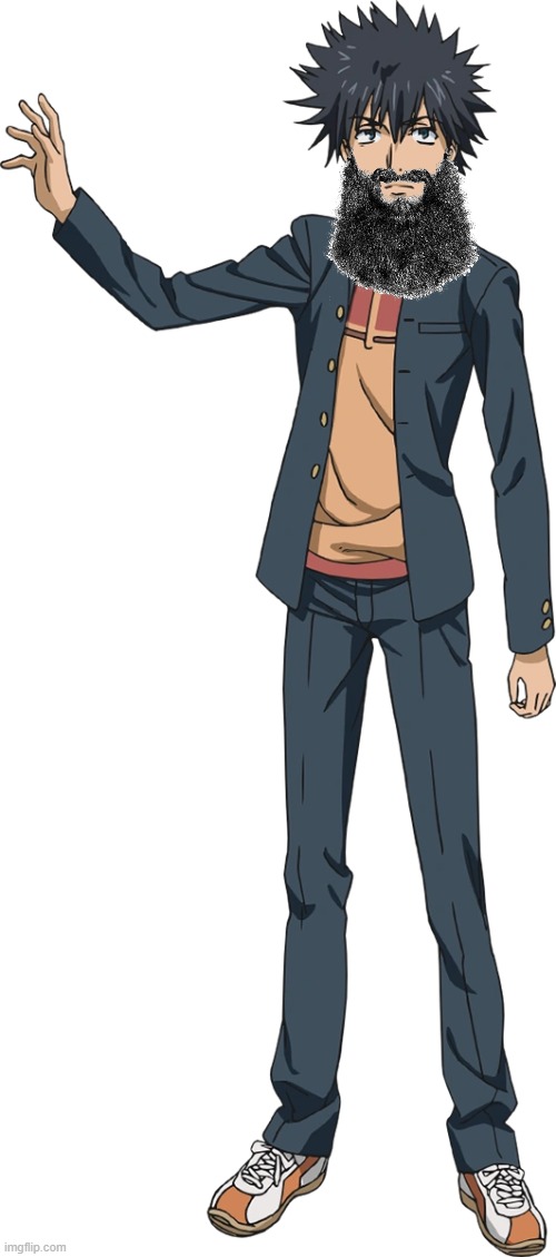 Touma with a beard | image tagged in manly,badass,a certain magical index,beard | made w/ Imgflip meme maker