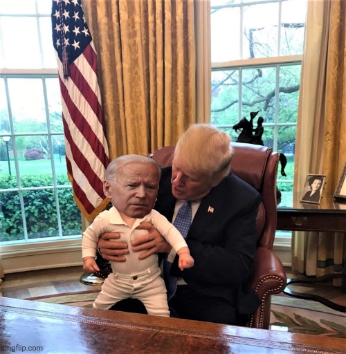 Trump and baby Biden | image tagged in trump and baby biden | made w/ Imgflip meme maker