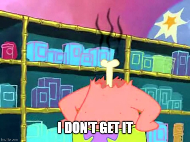 I DON'T GET IT | image tagged in patrick i don't get it | made w/ Imgflip meme maker