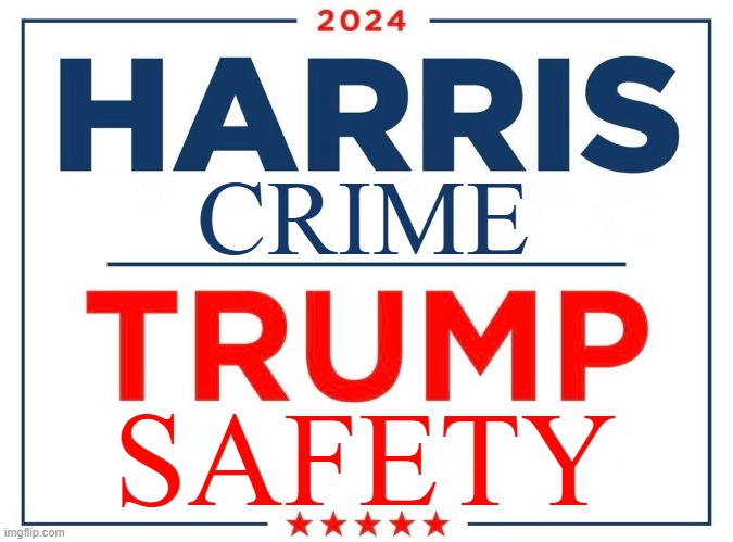 Which way, white woman? | CRIME; SAFETY | image tagged in harris trump sign,which side are you on,trump 2024,maga | made w/ Imgflip meme maker