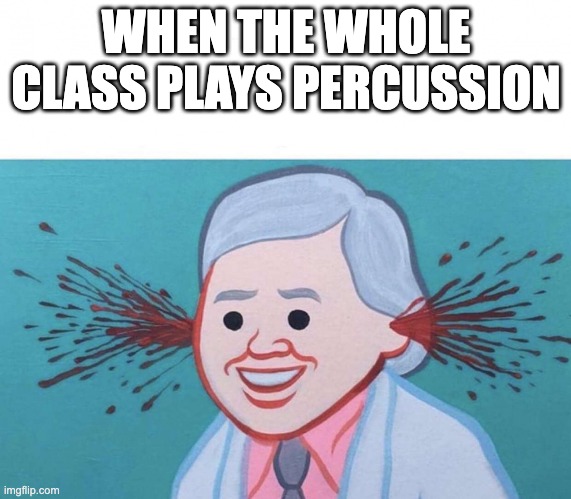 Ear Bleed | WHEN THE WHOLE CLASS PLAYS PERCUSSION | image tagged in ear bleed | made w/ Imgflip meme maker