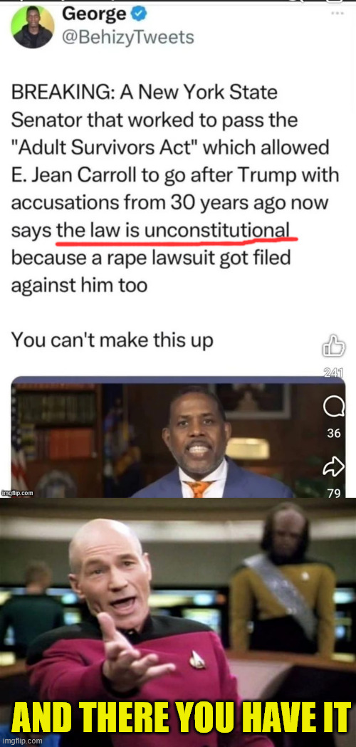 Another bogus charge against Trump crumbles | AND THERE YOU HAVE IT | image tagged in dem,admits,law is unconstitutional | made w/ Imgflip meme maker
