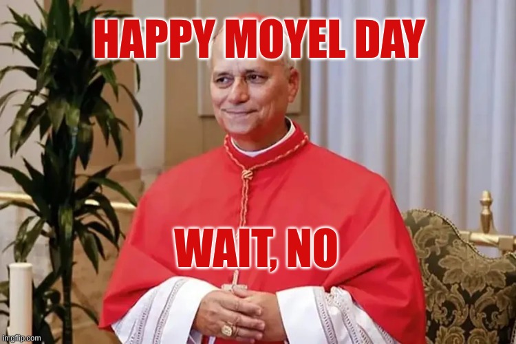 Happy Wiener Cutting Day | HAPPY MOYEL DAY; WAIT, NO | image tagged in pope,cutting,circumcision,knife,wait what,just say no | made w/ Imgflip meme maker