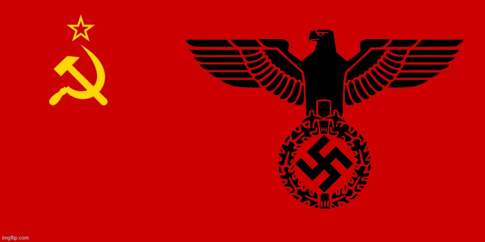 Soviet Reich (soviet = nazi) | image tagged in soviet flag,communism,nazi | made w/ Imgflip meme maker