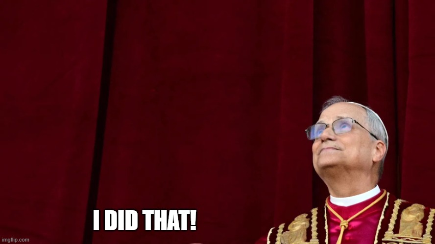 I DID THAT! | image tagged in pope leo xiv | made w/ Imgflip meme maker