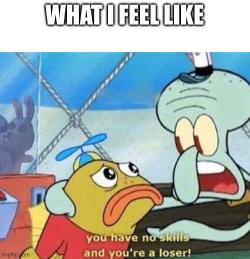 you have no skills and you're a loser | WHAT I FEEL LIKE | image tagged in you have no skills and you're a loser | made w/ Imgflip meme maker