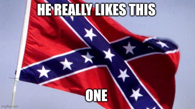 Confederate Flag | HE REALLY LIKES THIS ONE | image tagged in confederate flag | made w/ Imgflip meme maker