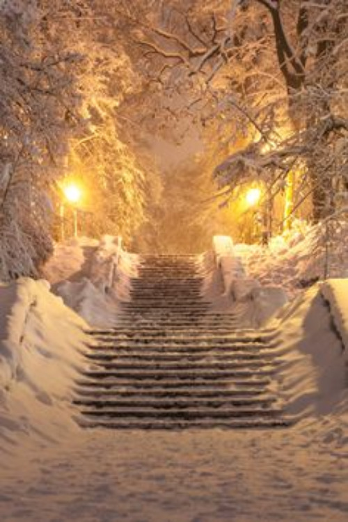 Stairway To Heaven | image tagged in stairway to heaven,winter,snow,breathtaking beauty,night,beautiful | made w/ Imgflip meme maker