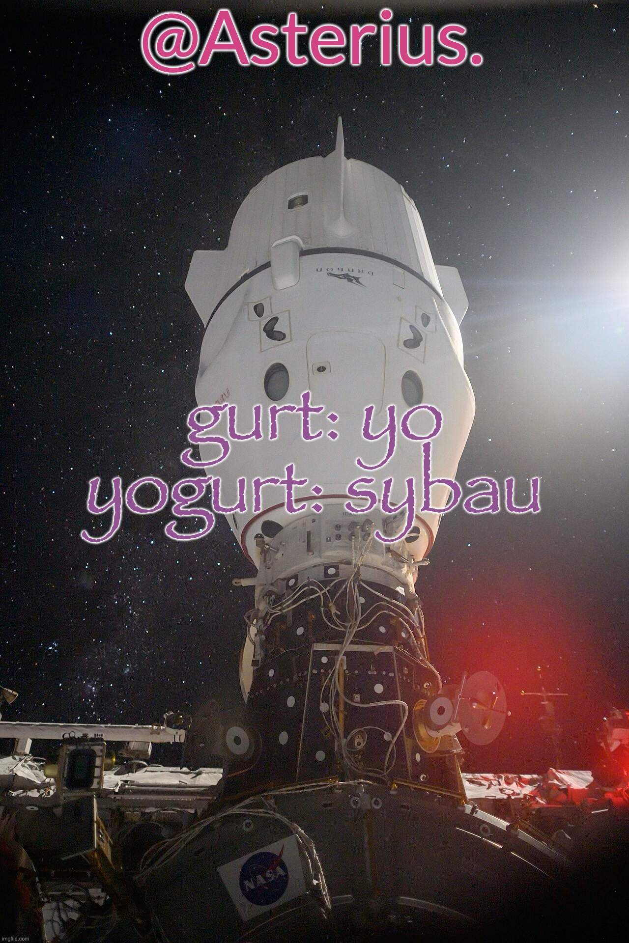 Silver's Crew Dragon Template | gurt: yo
yogurt: sybau | image tagged in silver's crew dragon template | made w/ Imgflip meme maker