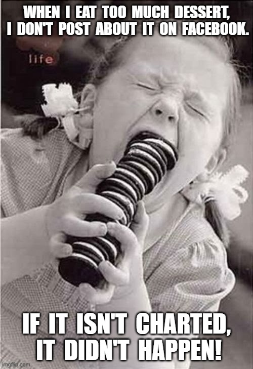 Nurse Rules | WHEN  I  EAT  TOO  MUCH  DESSERT,  I  DON'T  POST  ABOUT  IT  ON  FACEBOOK. IF  IT  ISN'T  CHARTED,  IT  DIDN'T  HAPPEN! | image tagged in cookies,dessert,nursing,nurse,facebook,relatable | made w/ Imgflip meme maker