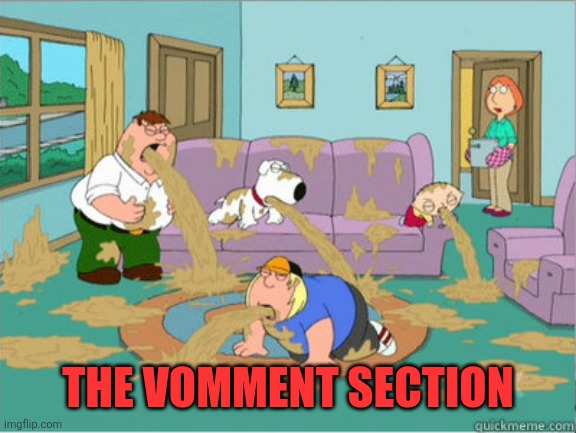 vomit family guy | THE VOMMENT SECTION | image tagged in vomit family guy | made w/ Imgflip meme maker