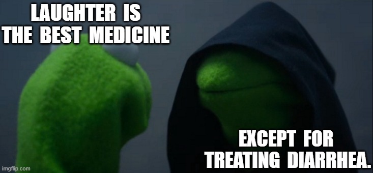 He's not wrong... | LAUGHTER  IS  THE  BEST  MEDICINE; EXCEPT  FOR  TREATING  DIARRHEA. | image tagged in memes,evil kermit,diarrhea,funny,funny memes | made w/ Imgflip meme maker