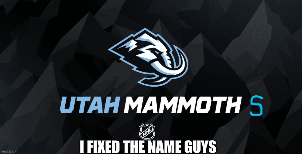 Utah Mammoth meme | I FIXED THE NAME GUYS | image tagged in memes,hockey,ice hockey,nhl,sports,utah | made w/ Imgflip meme maker