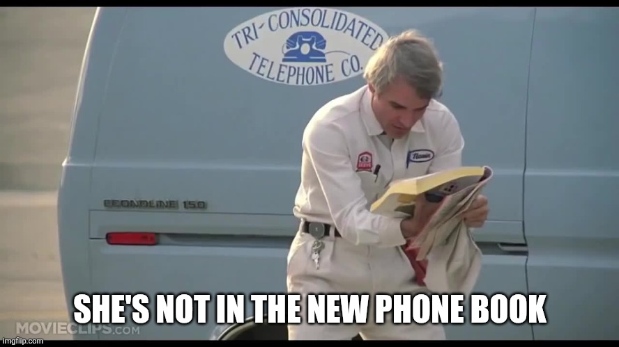 The New Phone Book is Here | SHE'S NOT IN THE NEW PHONE BOOK | image tagged in the new phone book is here | made w/ Imgflip meme maker