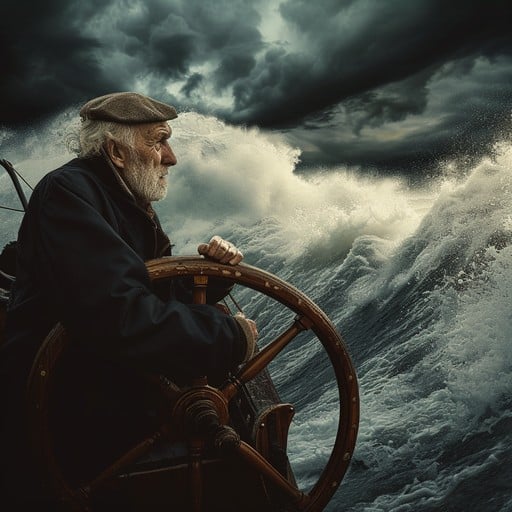 Helmsman at sea Blank Meme Template