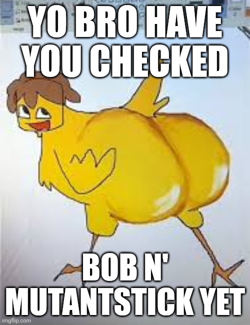 YO BRO HAVE YOU CHECKED BOB N' MUTANTSTICK YET | made w/ Imgflip meme maker